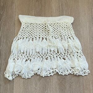 Crochet Fringe Skirt in Cream